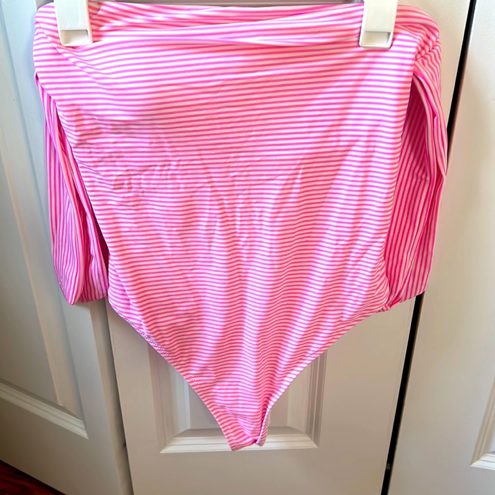 Aerie striped pink one piece